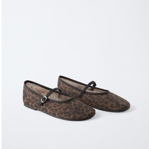 Zara Brown Leopard Print Kids Dress Shoes